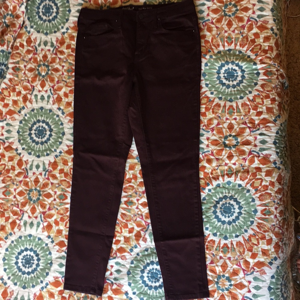 Burgundy High Rise Skinny Jeans